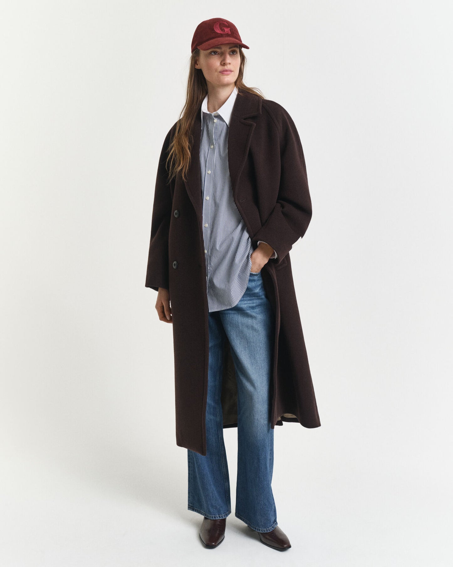 Chemise rayée ample à col contrastant