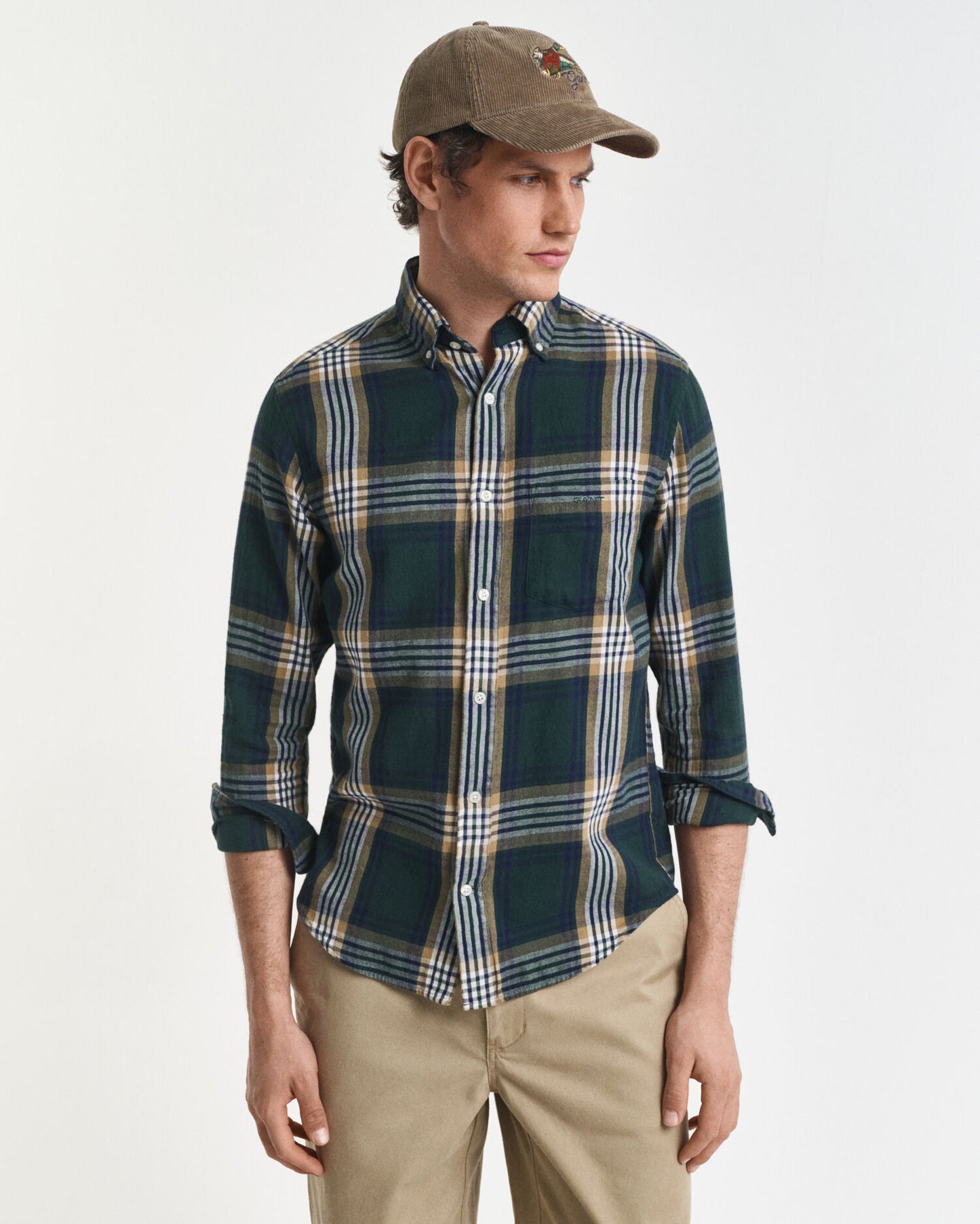 Chemise à carreaux en flanelle effet soufflé coupe droite