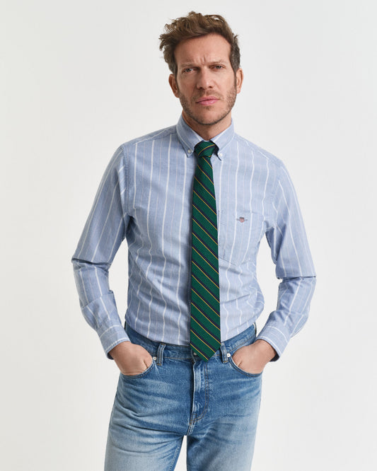 Chemise Oxford classique rayée coupe droite