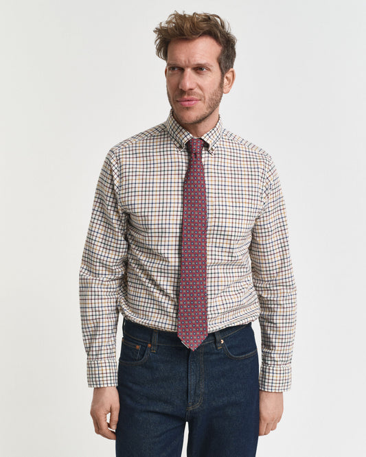 Regular Fit Hemd aus Twill mit Tattersall-Karo