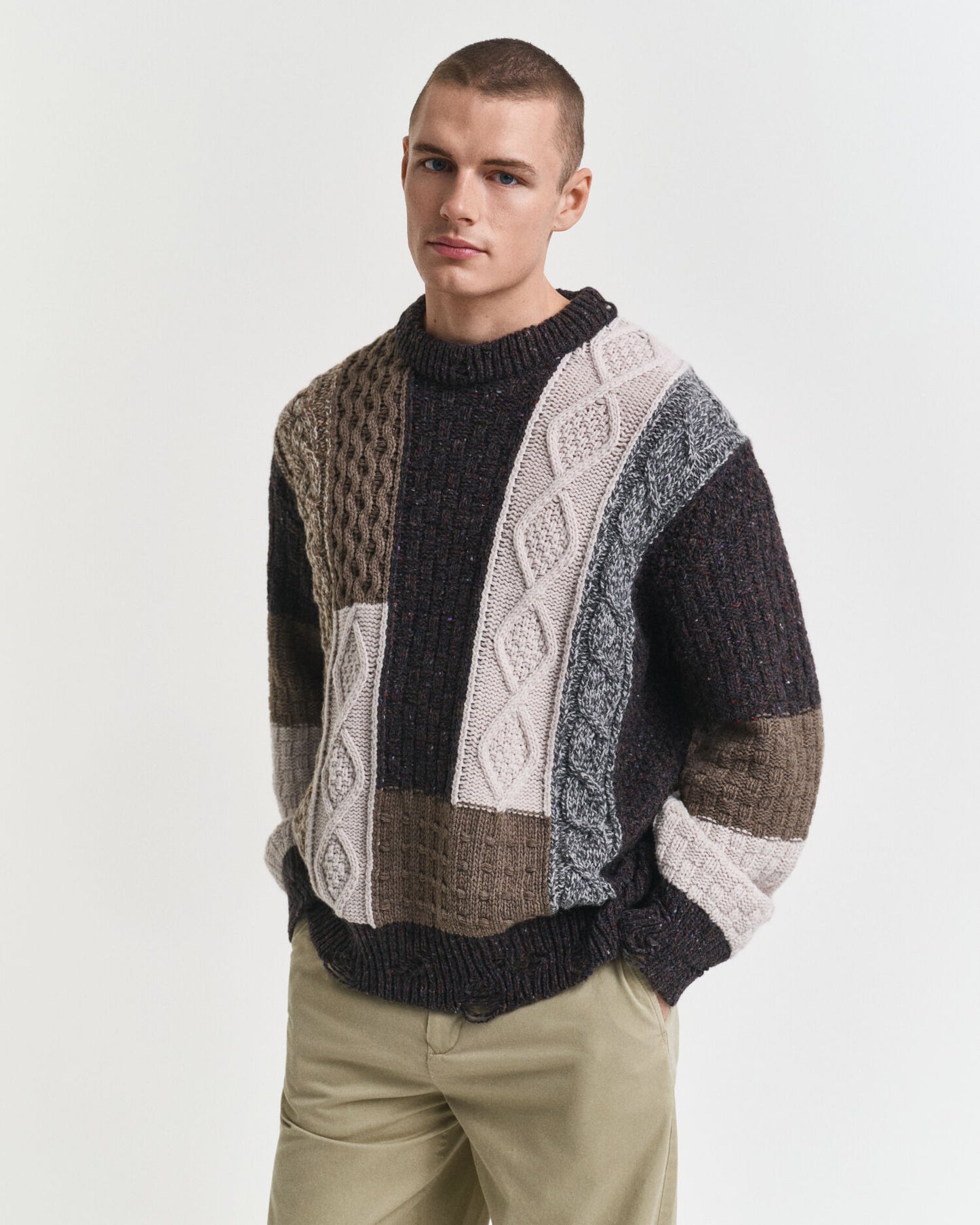 Pull à col rond en patchwork