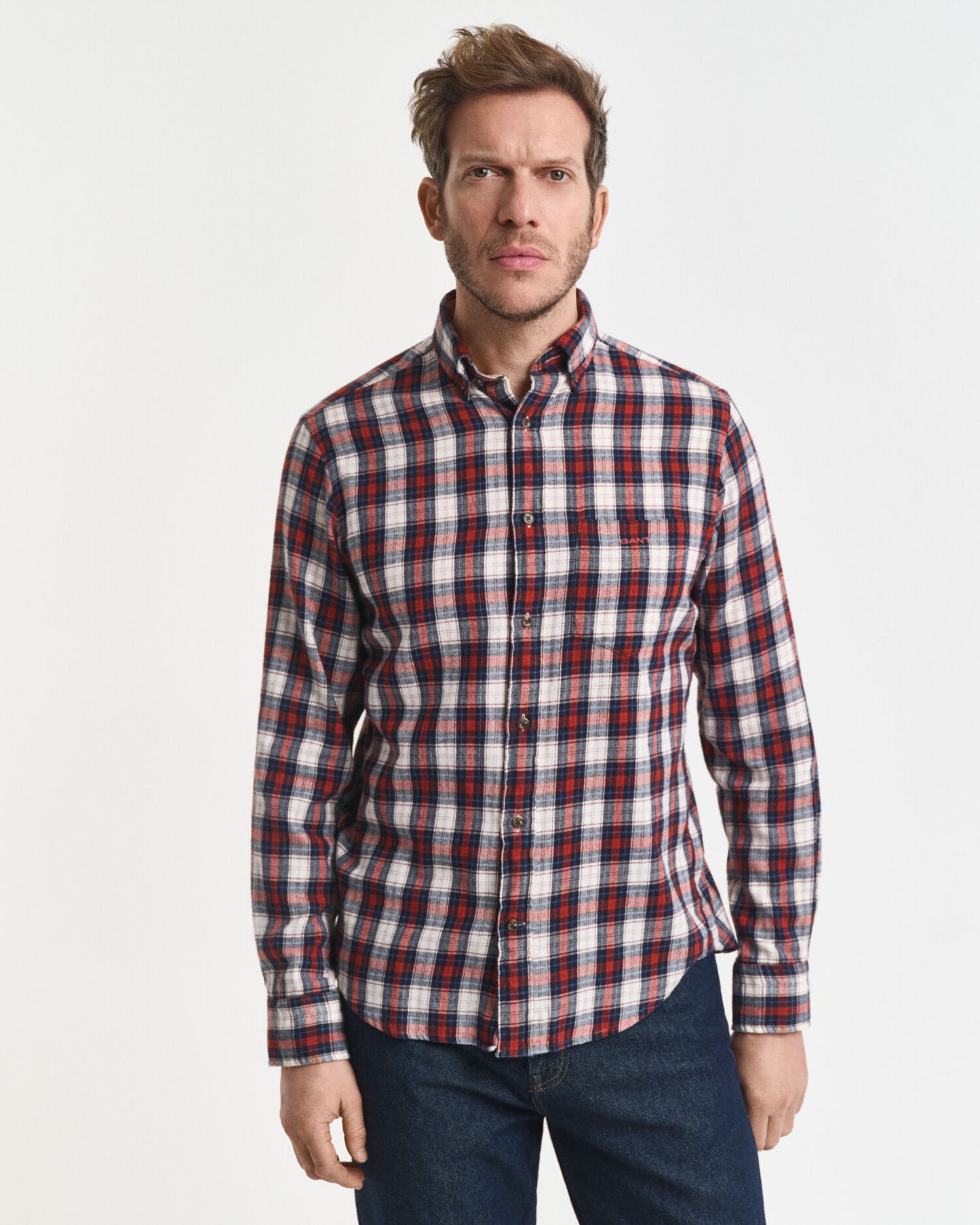 Regular Fit Kariertes Windblown Flanellhemd