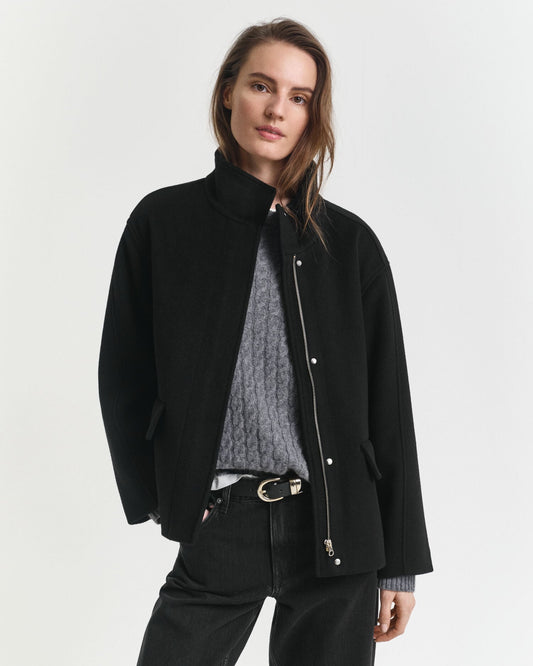 Kurze Wolljacke mit Reißverschluss