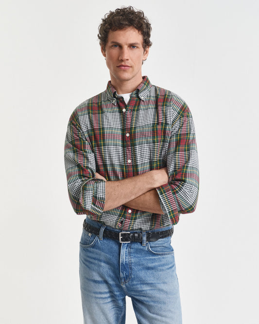 Chemise en sergé léger à carreaux coupe décontractée