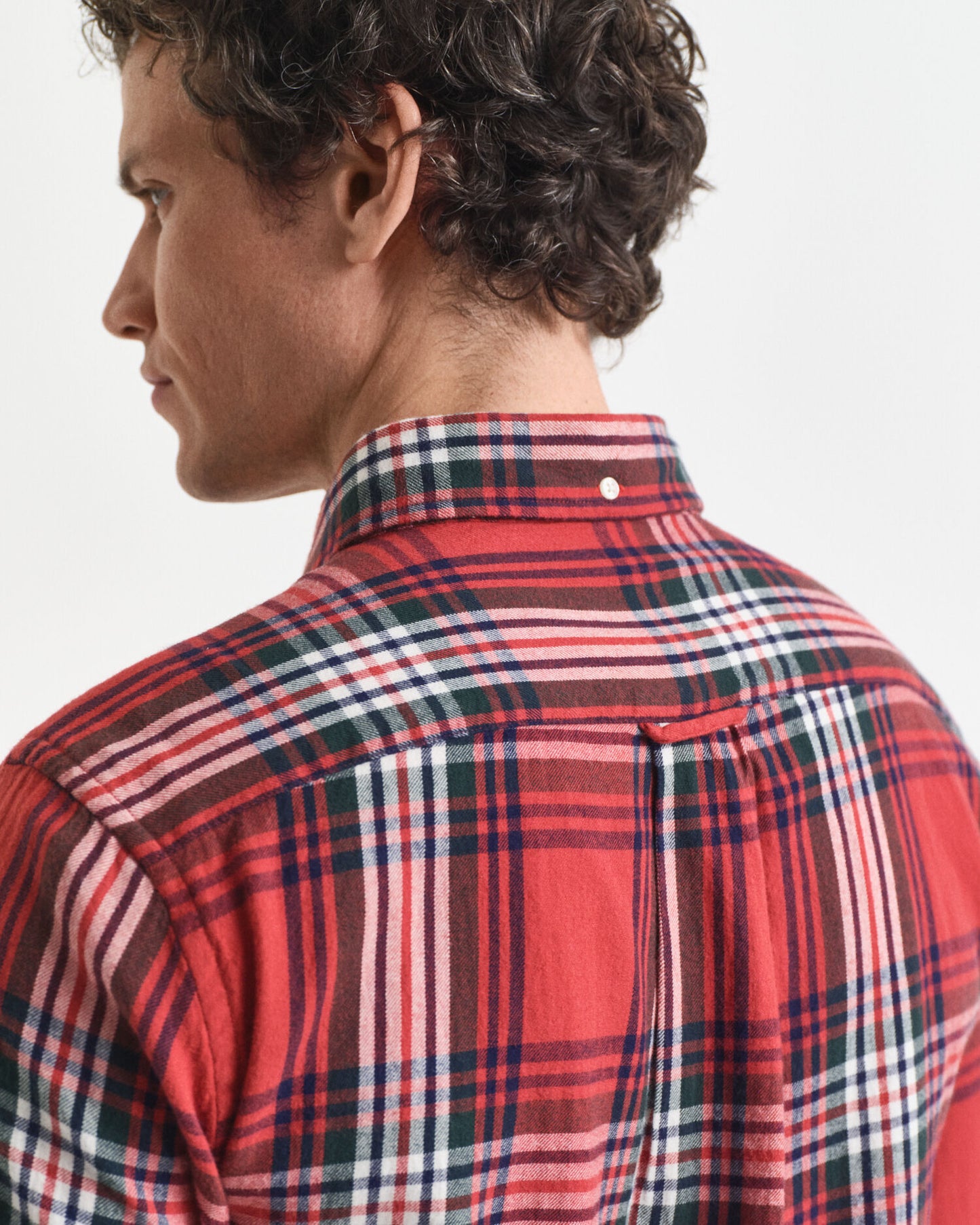 Chemise à carreaux en flanelle effet soufflé coupe droite