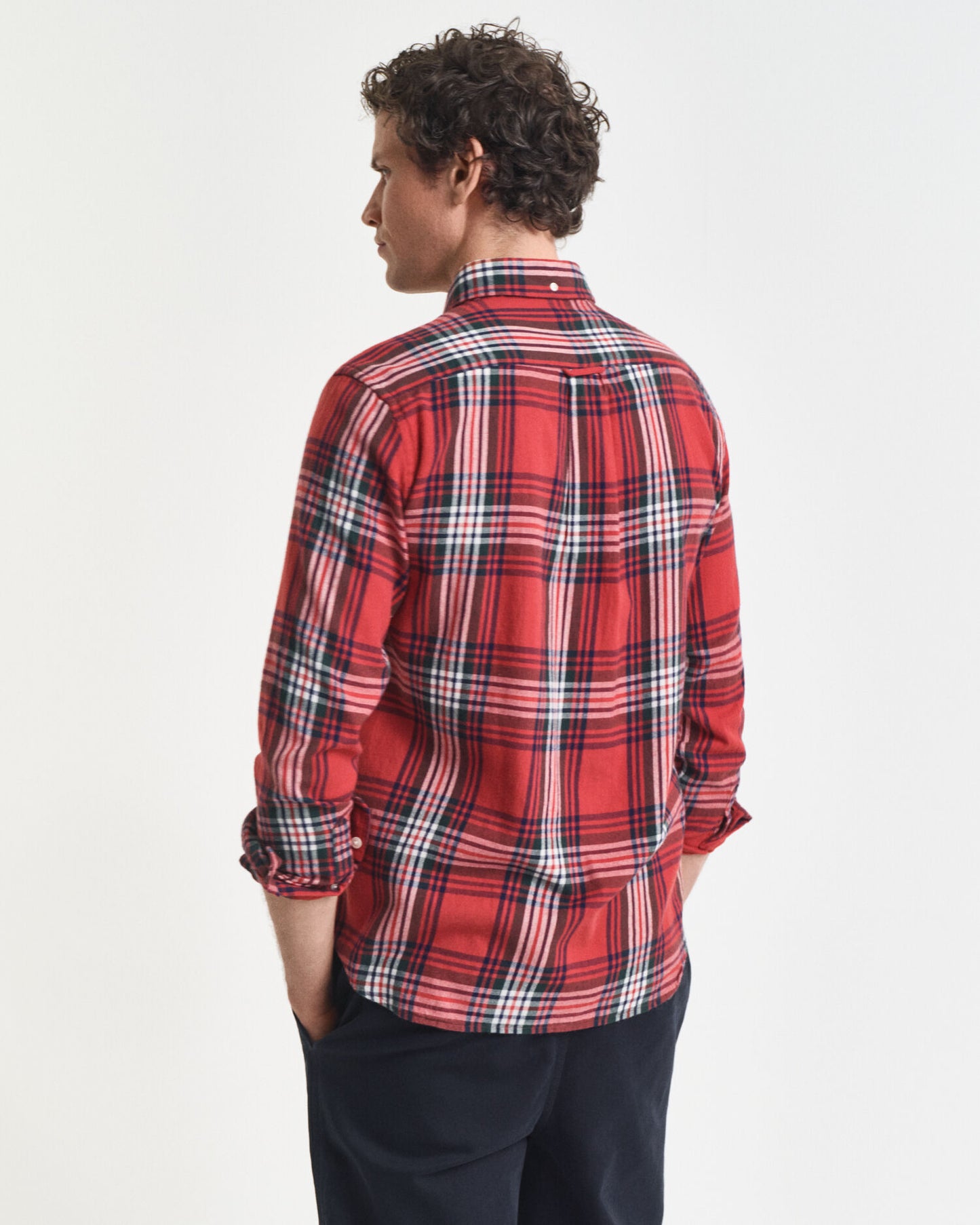 Chemise à carreaux en flanelle effet soufflé coupe droite