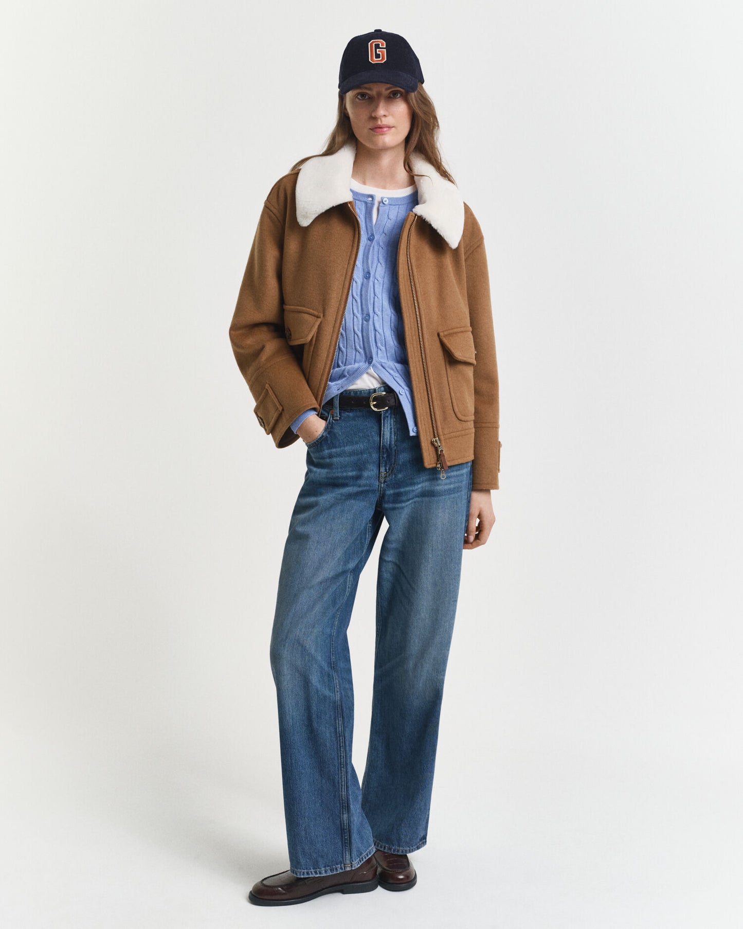 Stretch Cotton Cable Knit Cardigan
