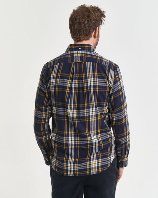Chemise à carreaux en flanelle effet vieilli coupe droite