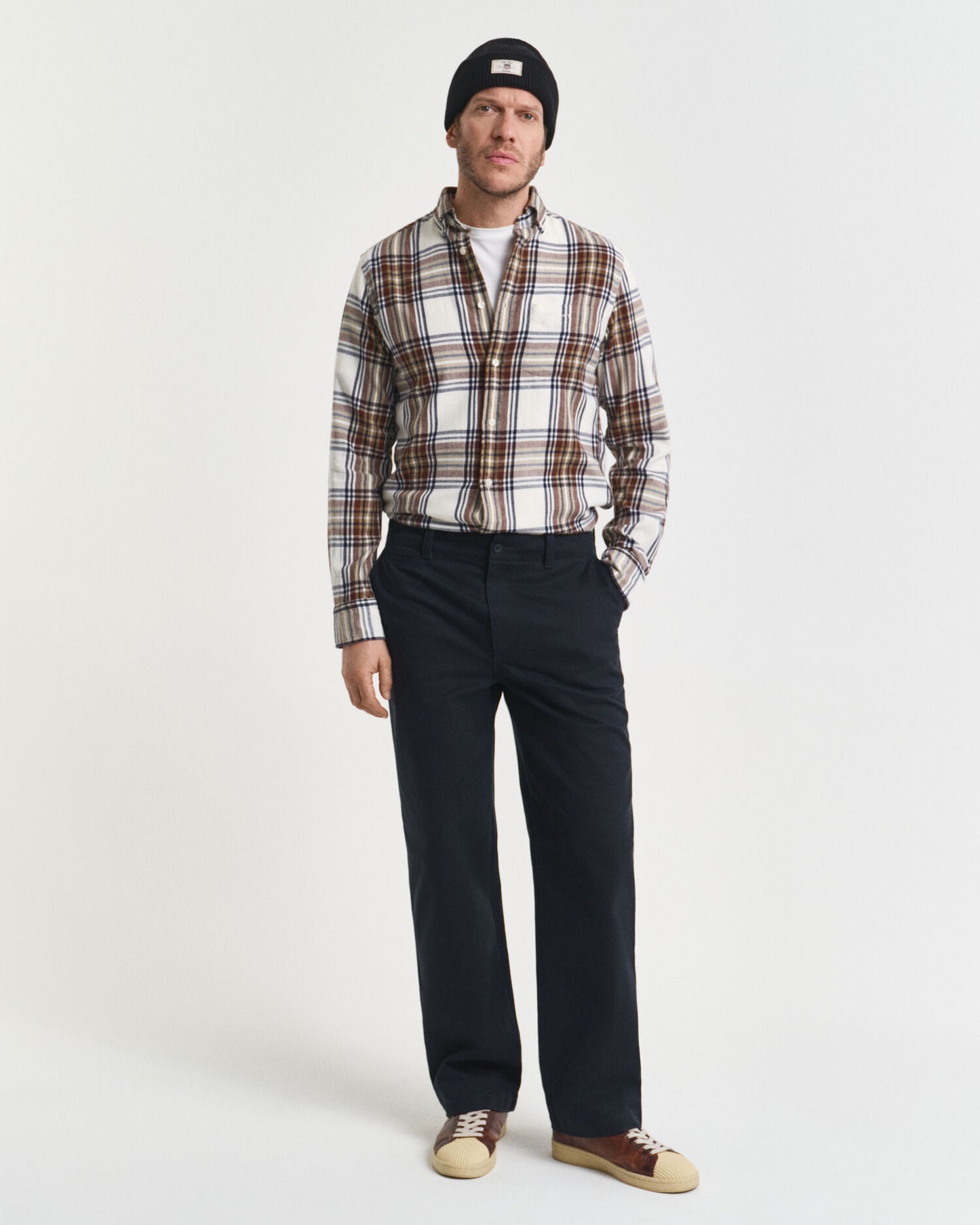 Regular Fit Hemd aus windgewaschenem Flanell mit Karomuster