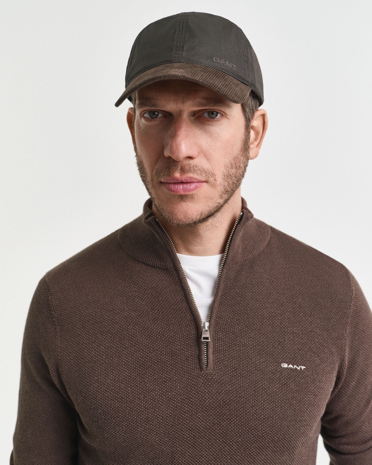 Cotton Pique Half-Zip Sweater