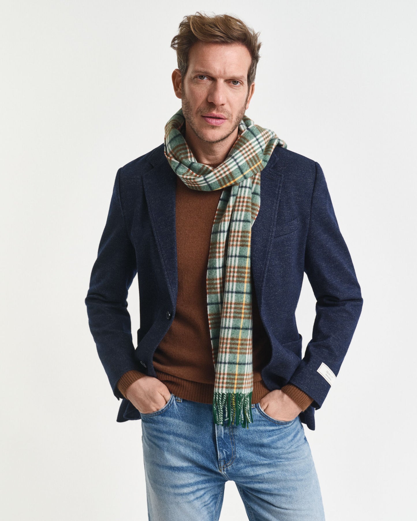 Two-Tone Wool Cotton Jersey Blazer
