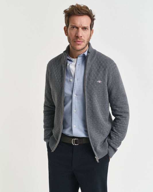 Micro Textured Zip Sweater