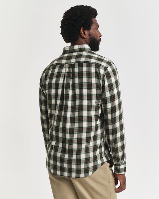 Chemise en flanelle soufflée à carreaux coupe droite