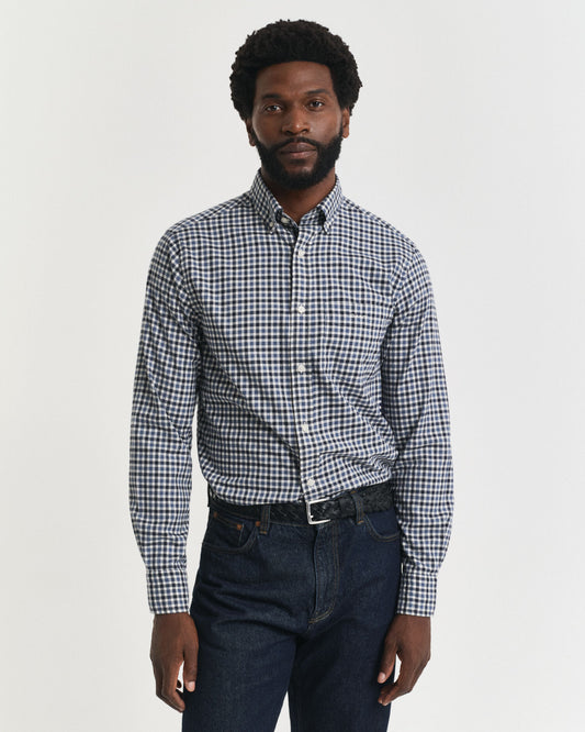 Chemise en sergé vichy coupe droite