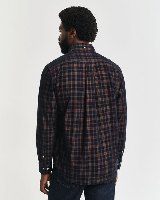 Chemise en velours côtelé à carreaux coupe regular