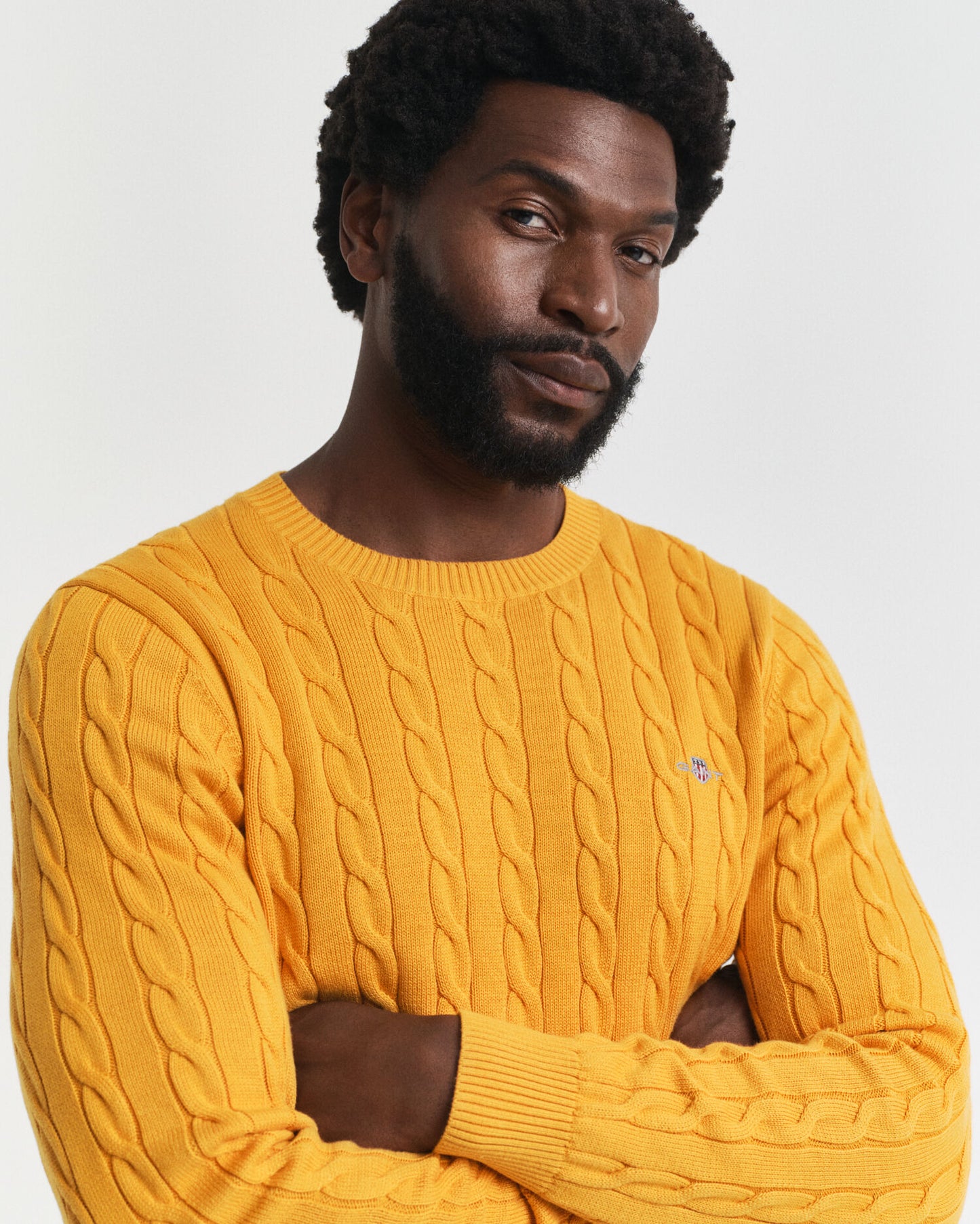 Pull ras du cou en maille torsadée de coton