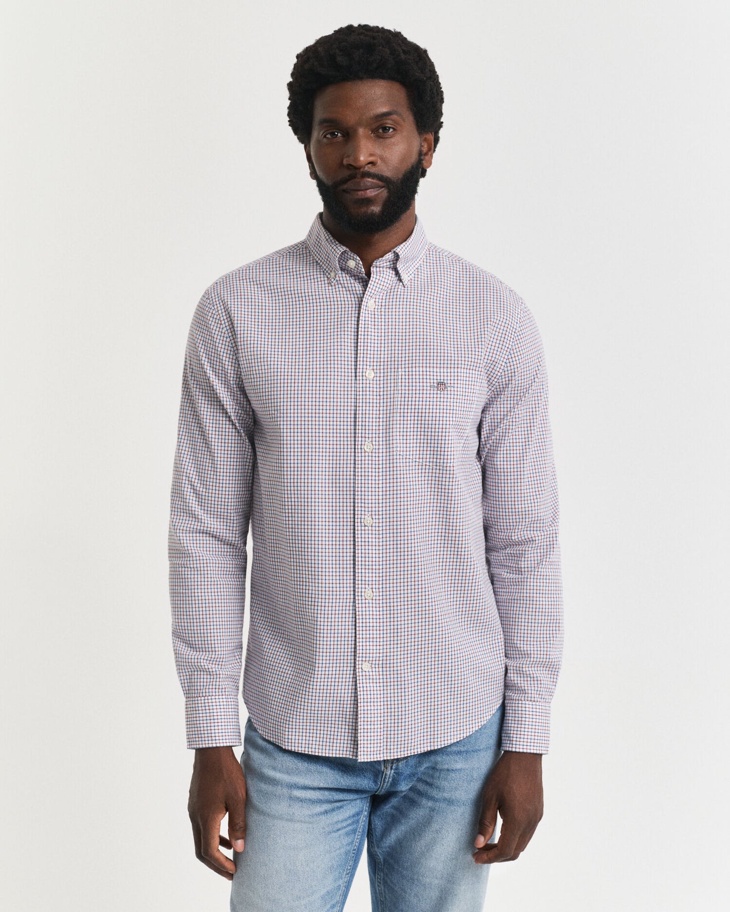 Chemise classique en popeline à micro-carreaux coupe regular