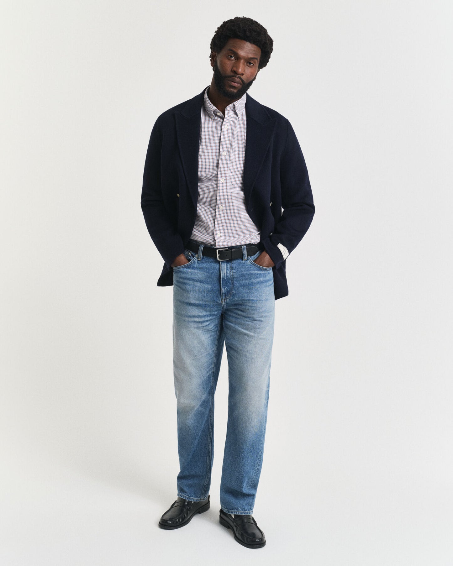Chemise classique en popeline à micro-carreaux coupe regular