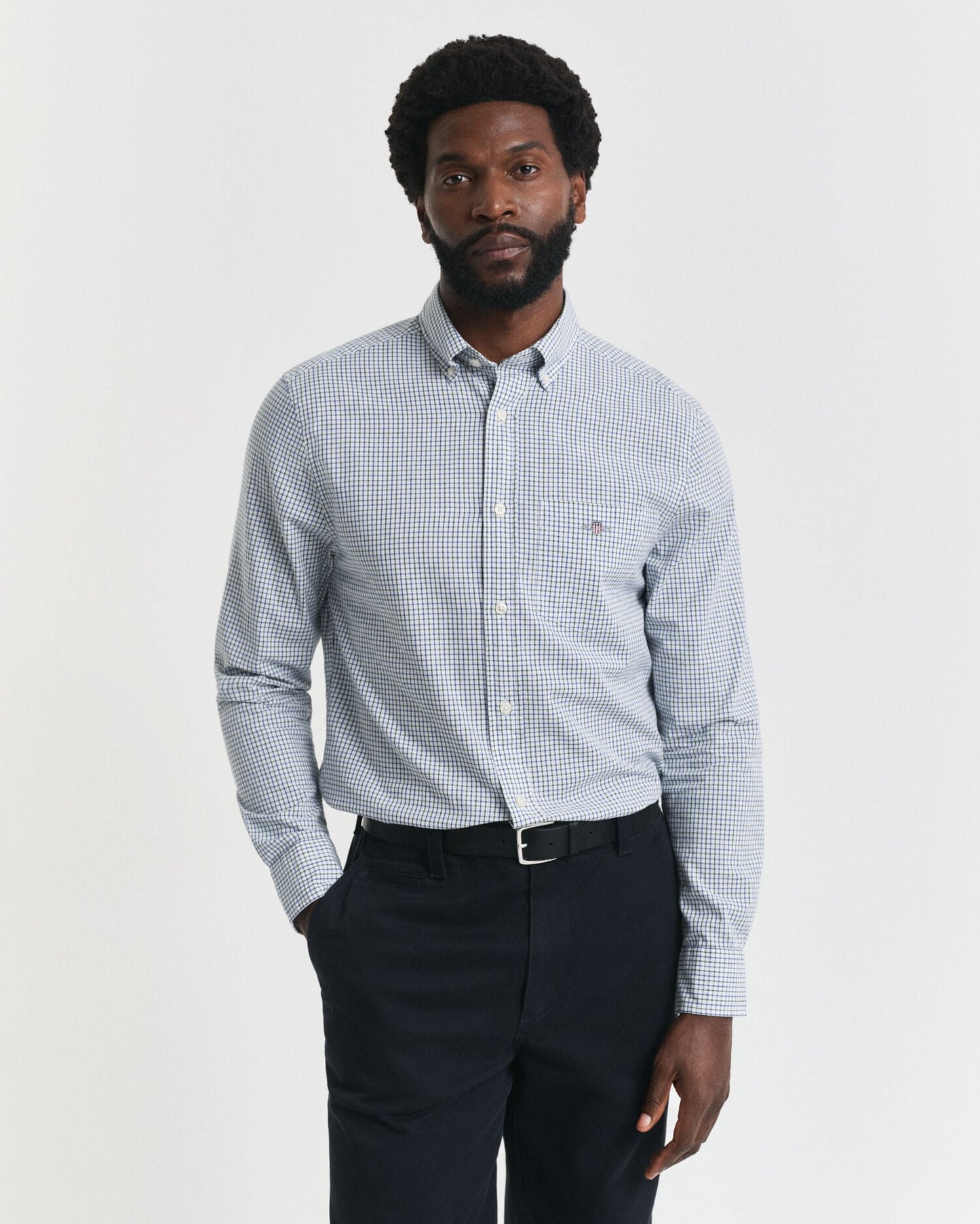 Chemise classique en popeline à micro-carreaux coupe regular