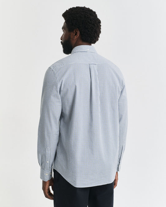Chemise classique en popeline à micro-carreaux coupe droite