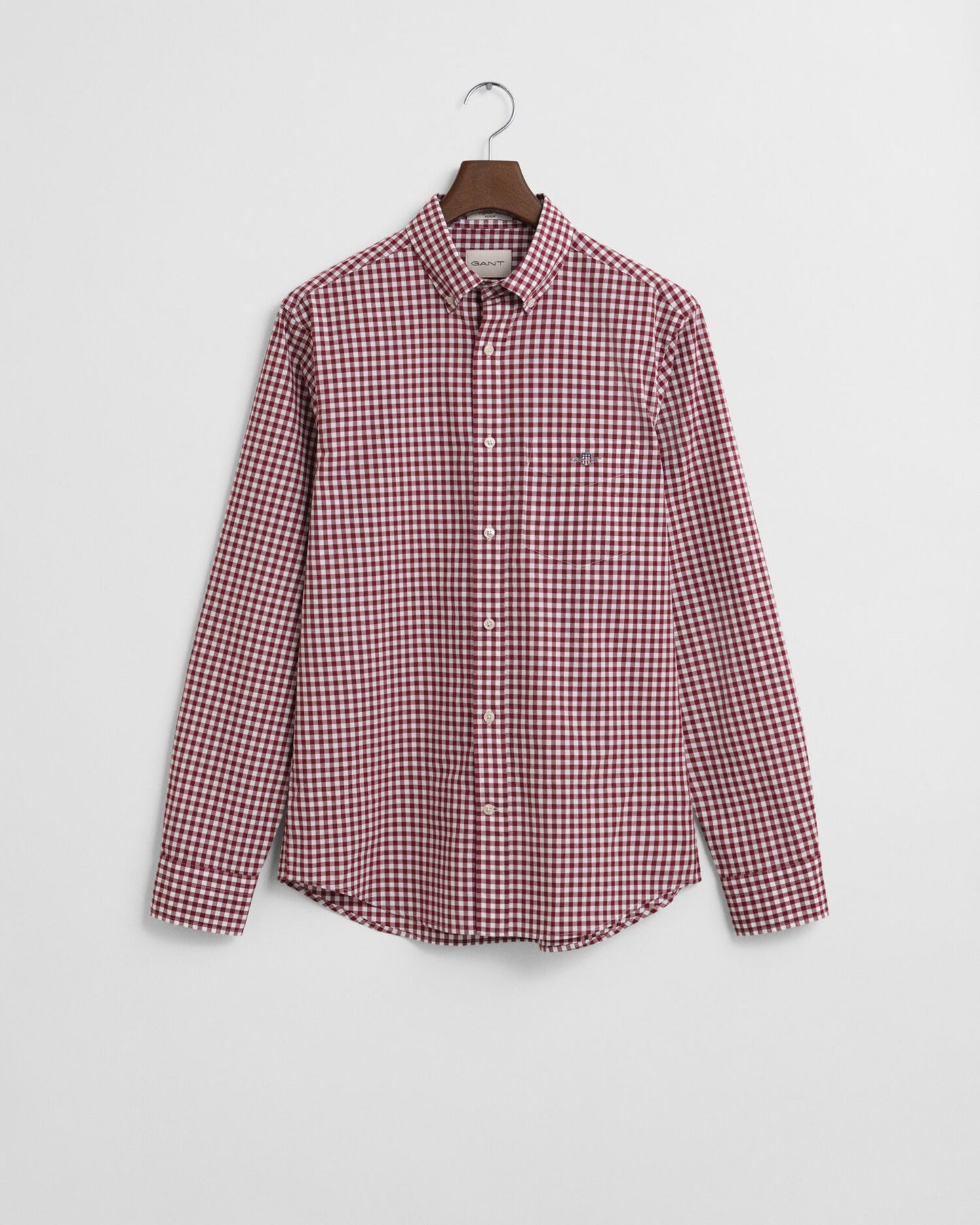Chemise en popeline de coton à carreaux Gingham coupe droite