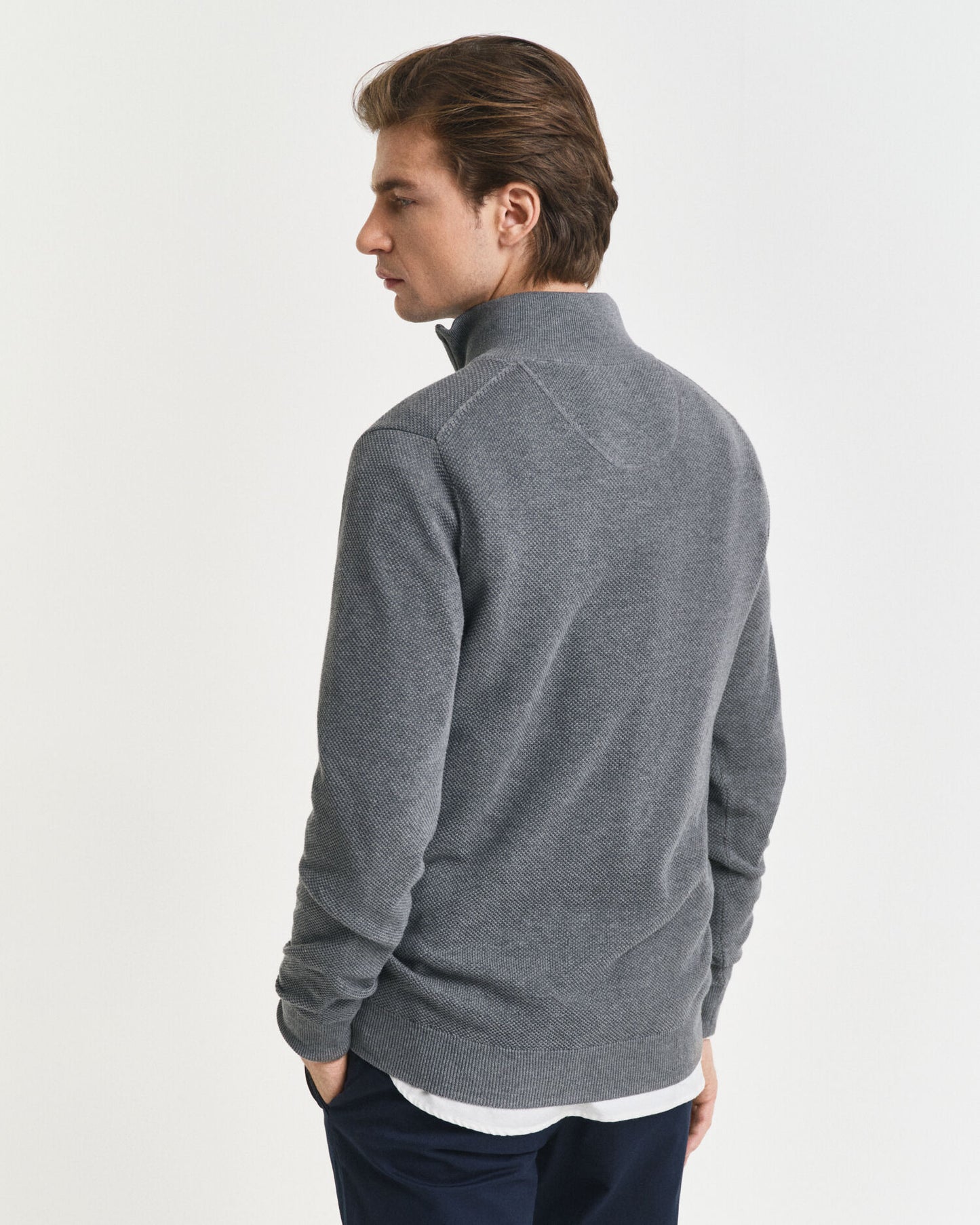 Cotton Pique Half-Zip Sweater