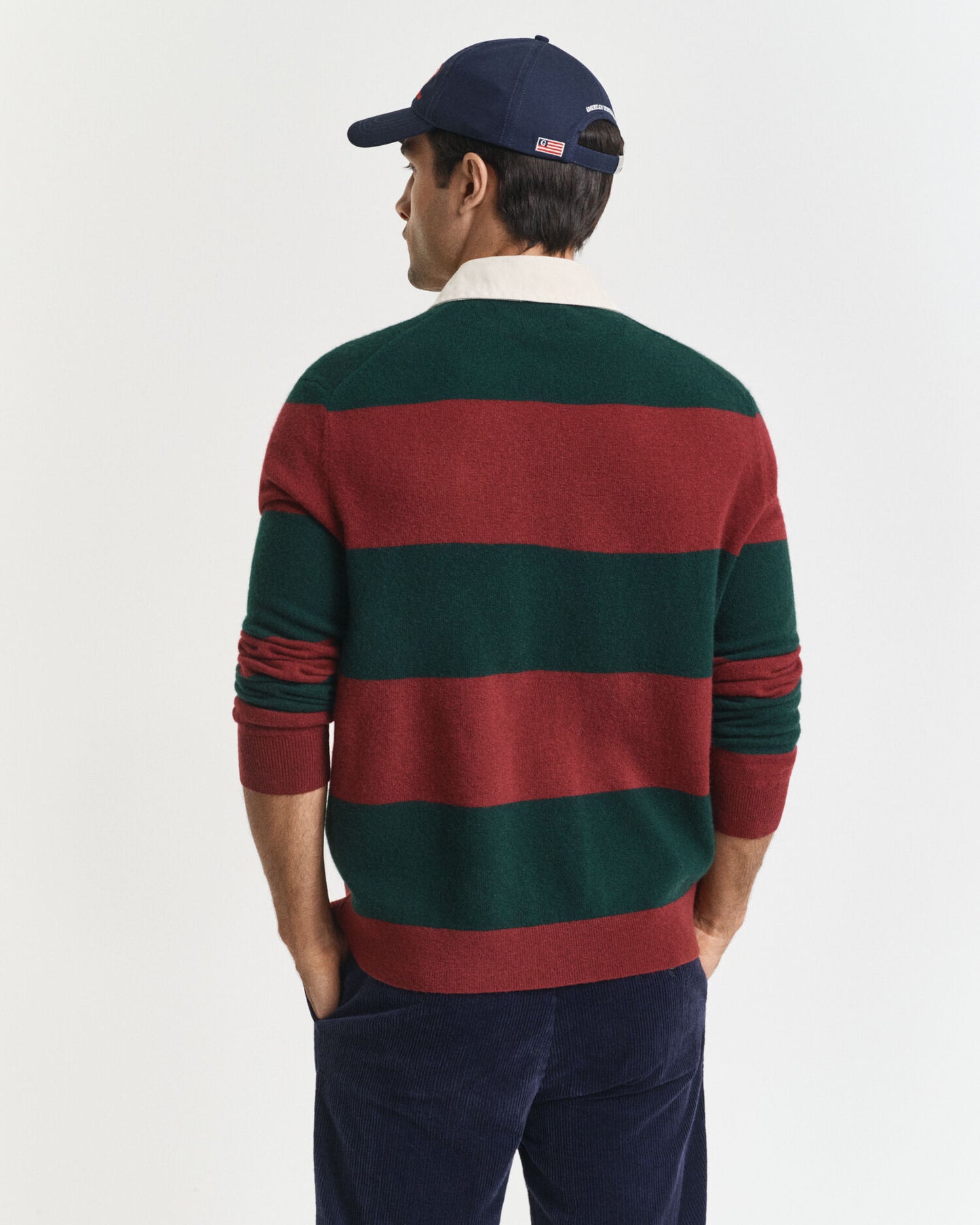 Gestreifter Extrafeiner Lambswool Rugger Pullover