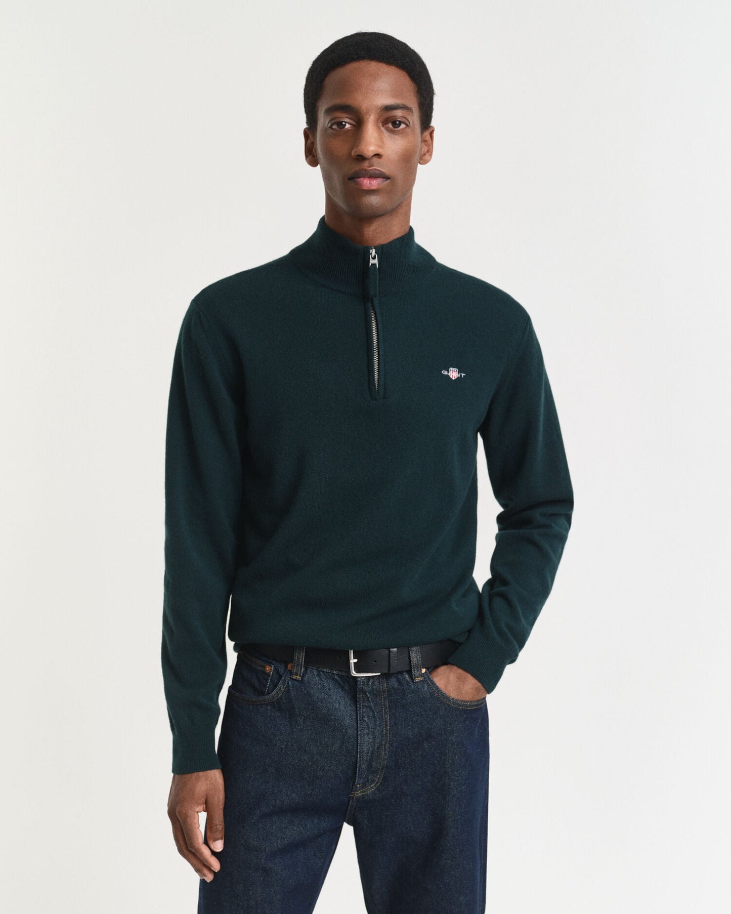 Pull demi-zip en lambswool superfine