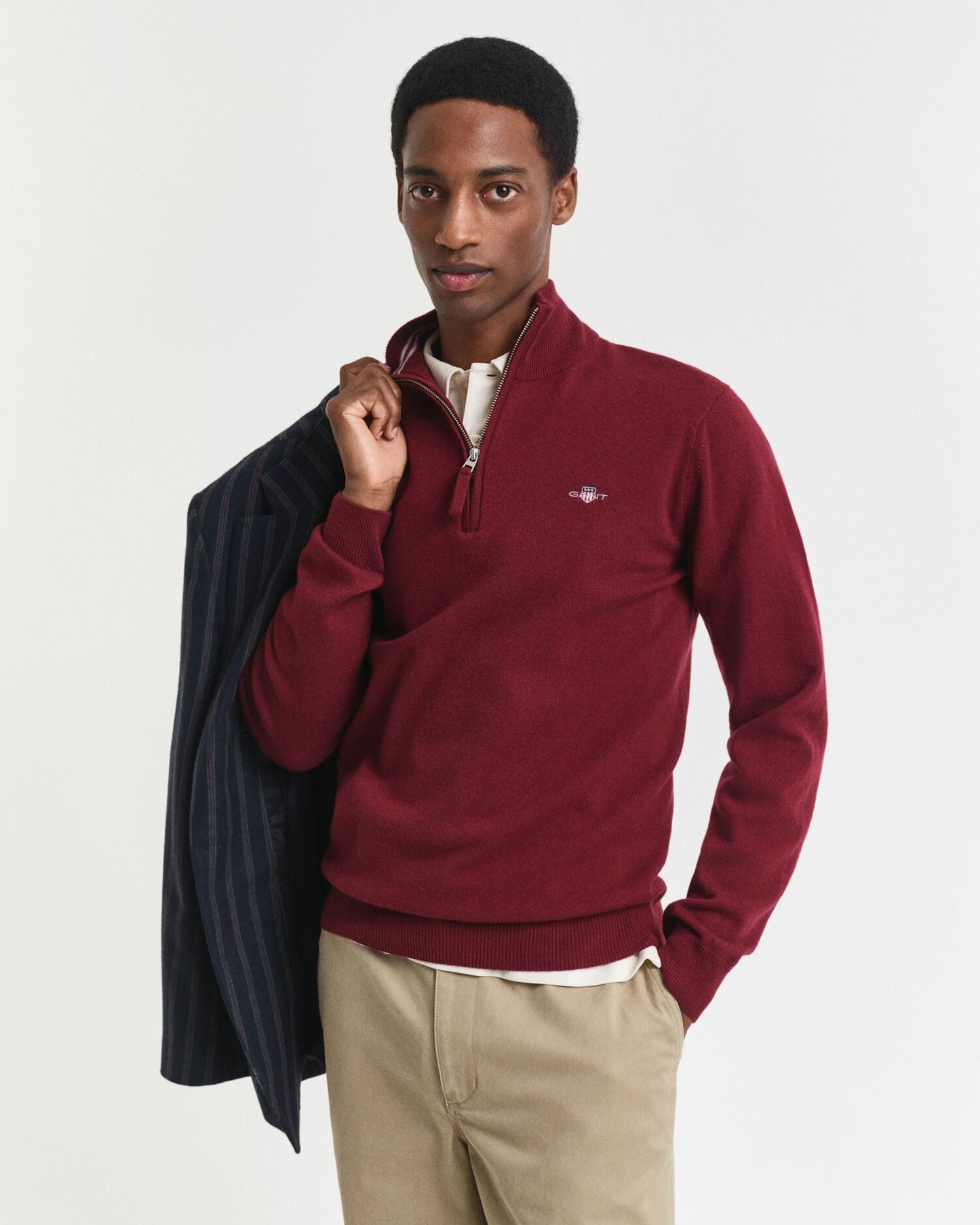 Pull demi-zip en lambswool superfine