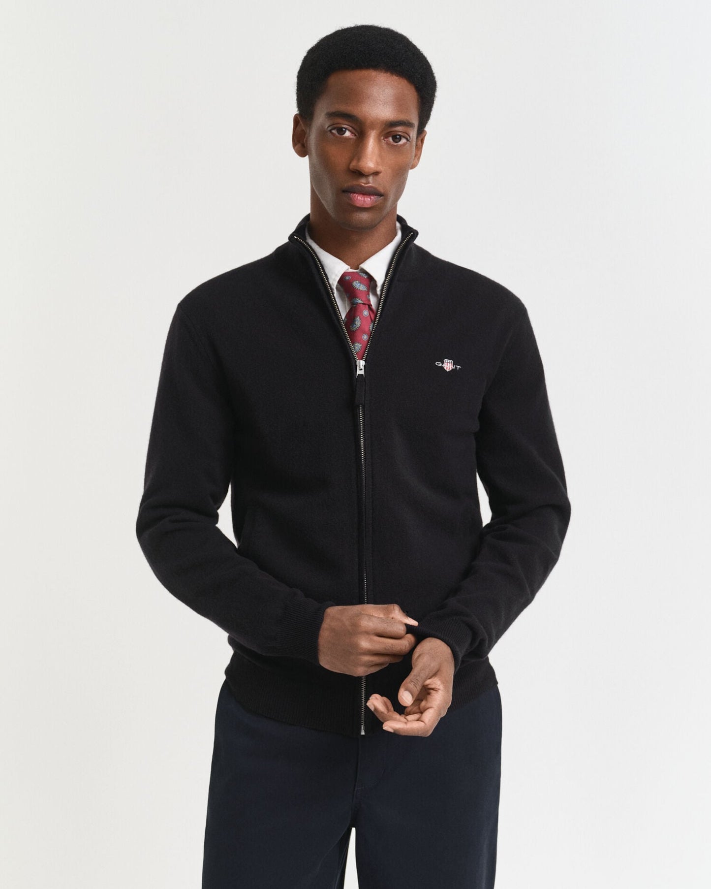 Feinste Lambswool Strickjacke mit Reißverschluss