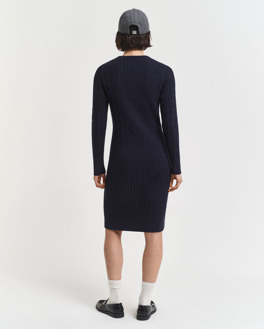 Robe pull col rond en maille torsadée de coton stretch