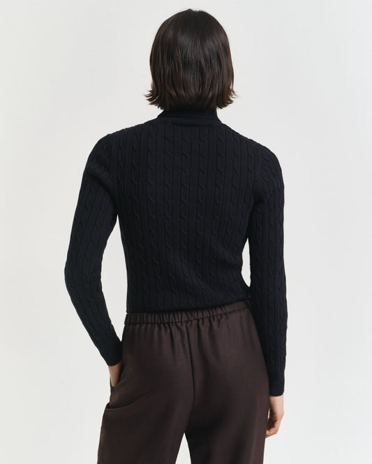Rollkragenpullover aus Stretch-Baumwolle mit Zopfmuster