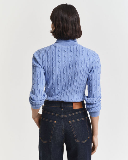 Rollkragenpullover mit Zopfmuster aus Stretch-Baumwolle