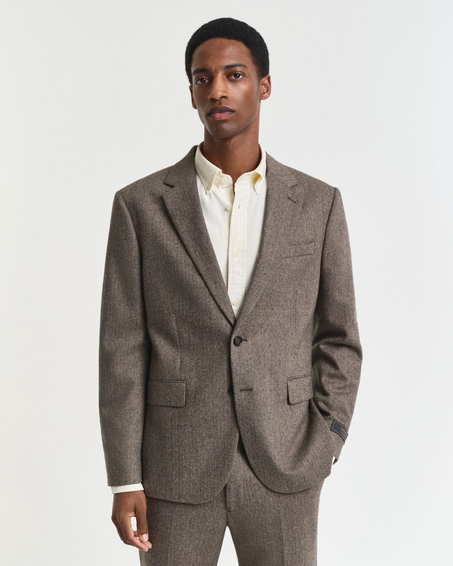Veste de costume en flanelle à chevrons coupe ajustée