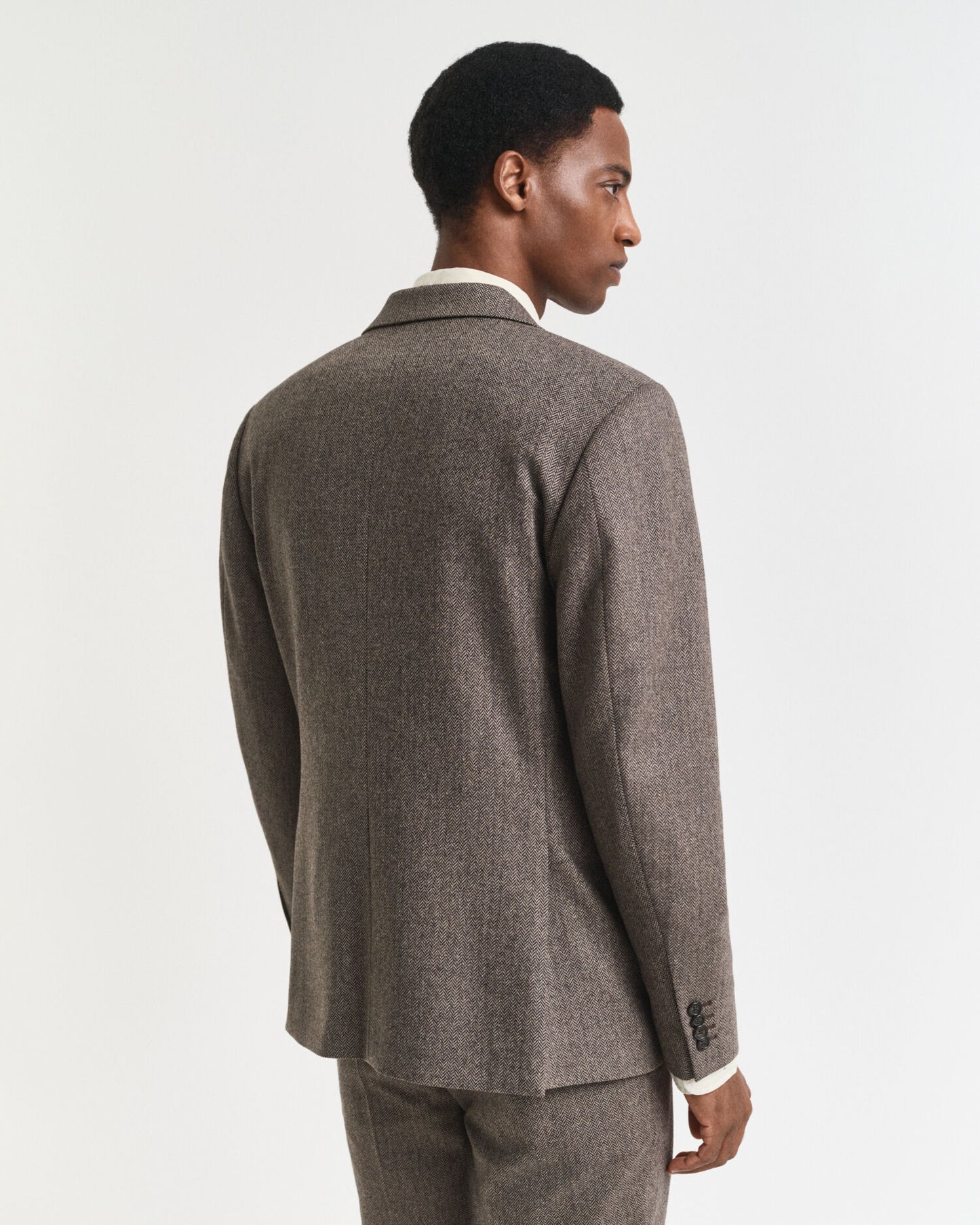 Veste de costume en flanelle à chevrons coupe ajustée