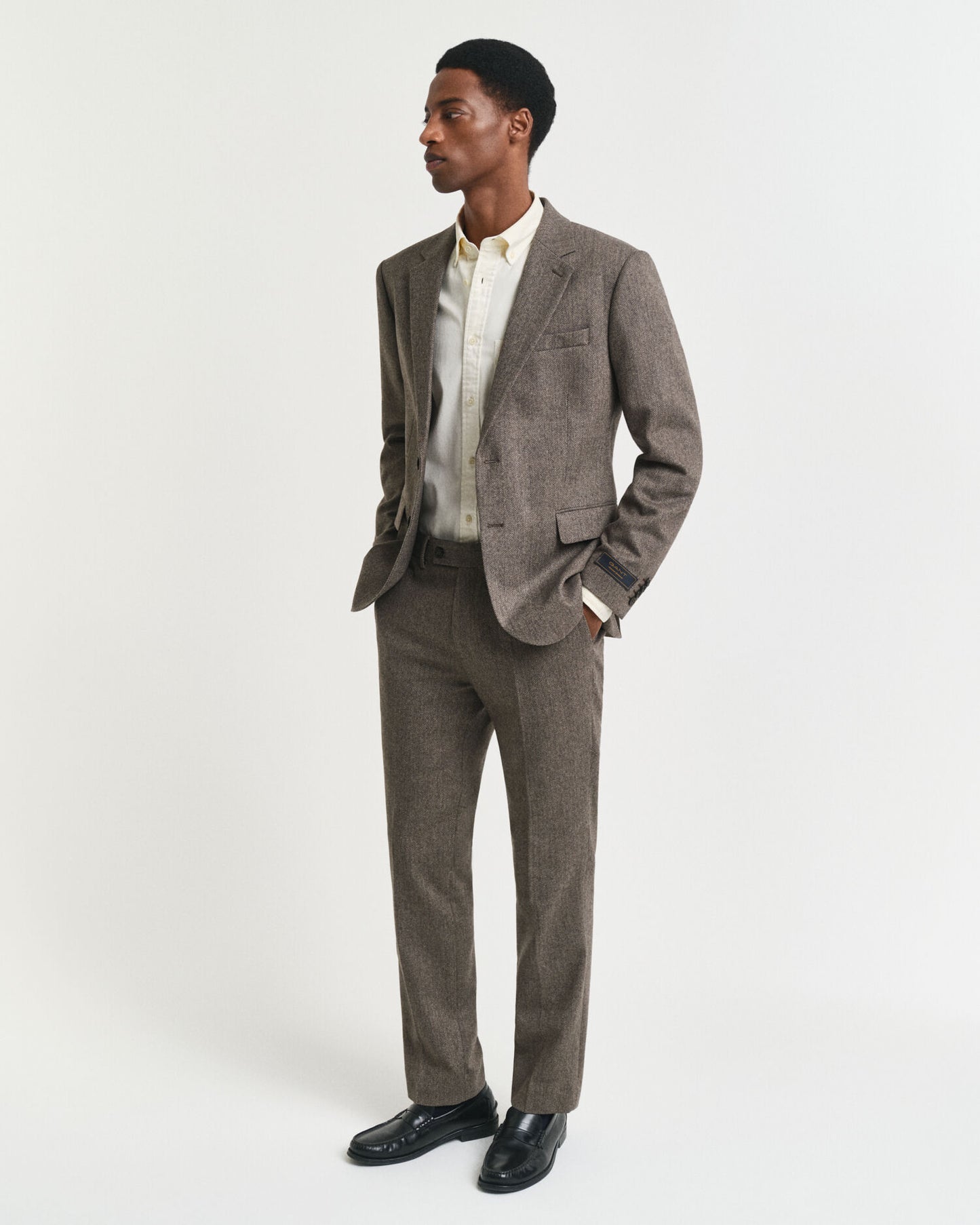 Veste de costume en flanelle à chevrons coupe ajustée