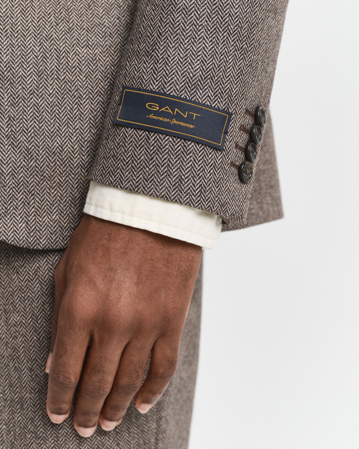 Veste de costume en flanelle à chevrons coupe ajustée
