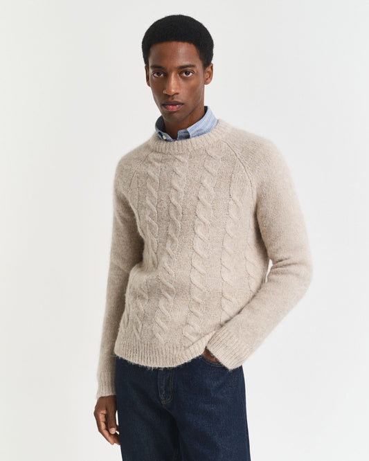 Zopfstrickpullover mit Rundhalsausschnitt