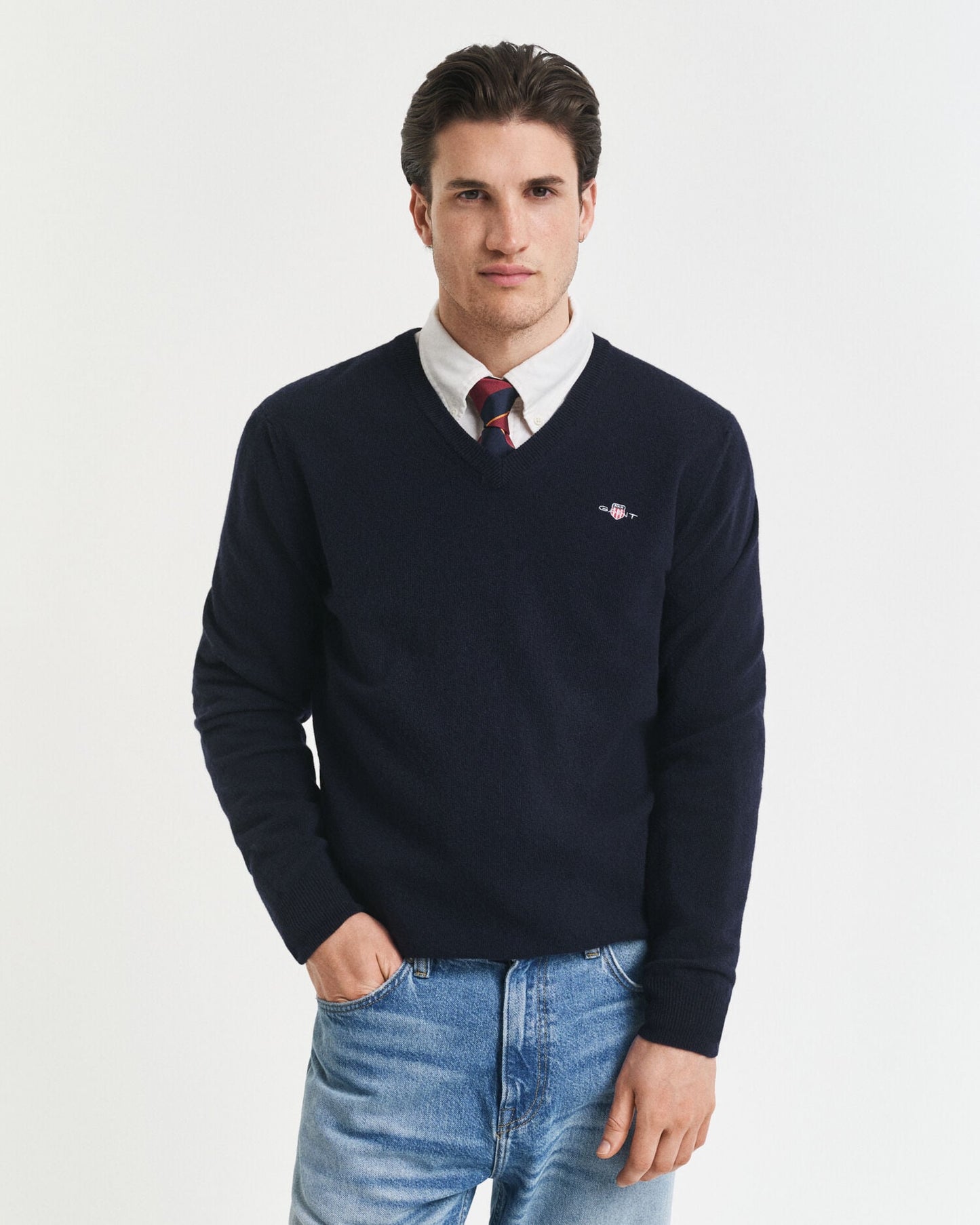 Pull en V en laine d'agneau superfine