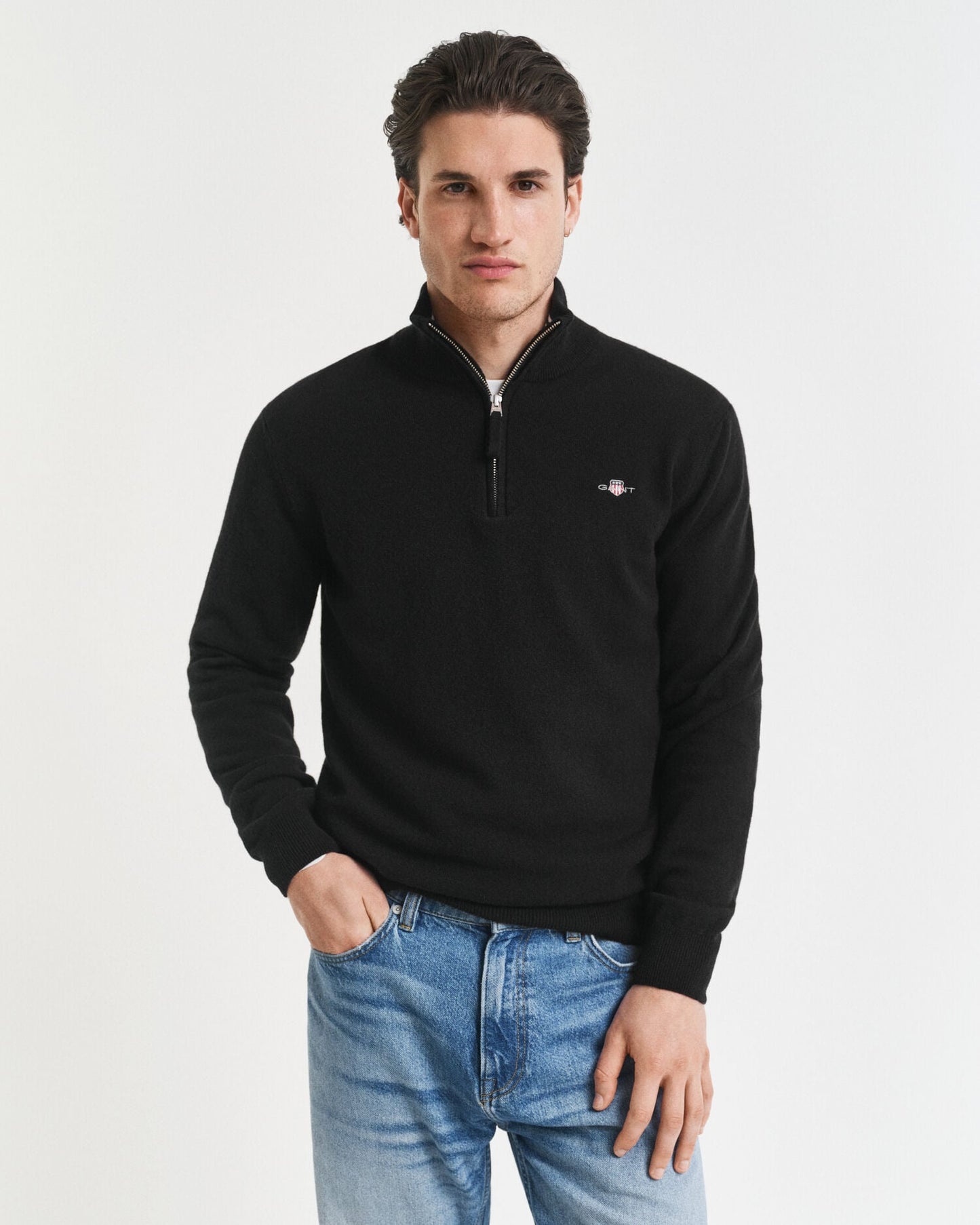 Pull demi-zip en lambswool superfine