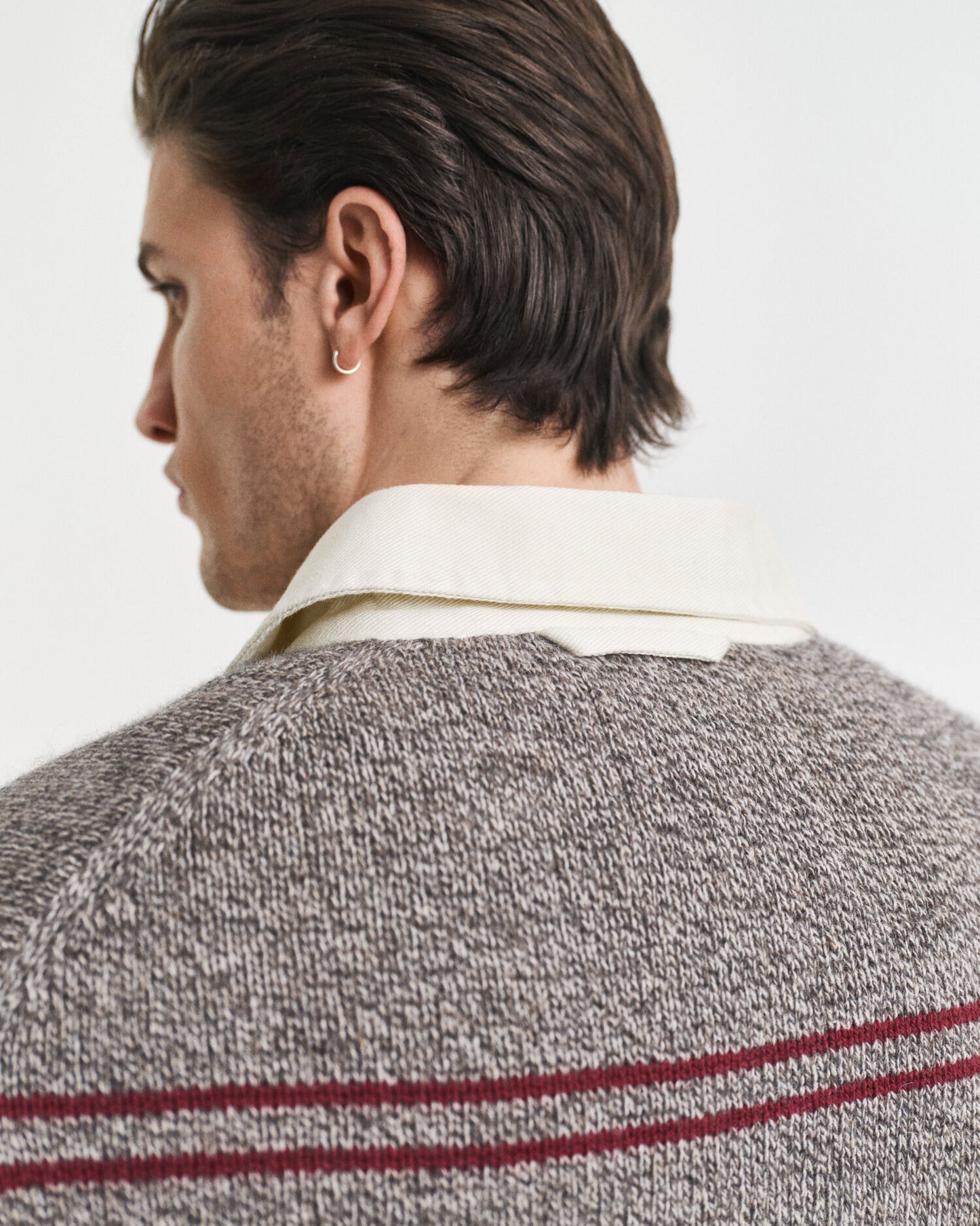 Gestreifter Polopullover aus Wollmischung