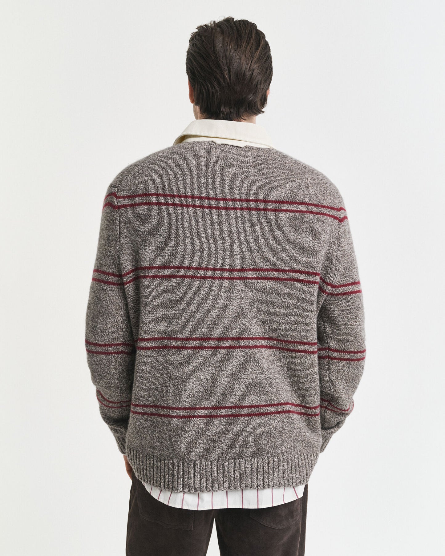 Gestreifter Polopullover aus Wollmischung