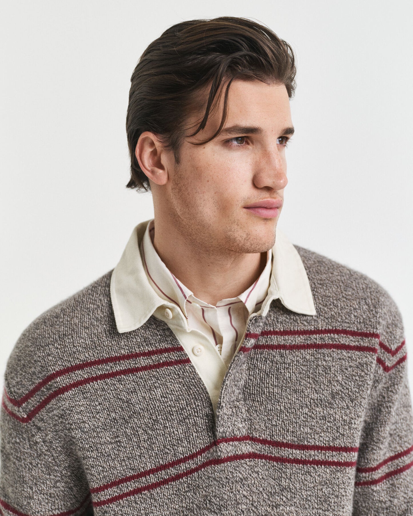 Gestreifter Polopullover aus Wollmischung