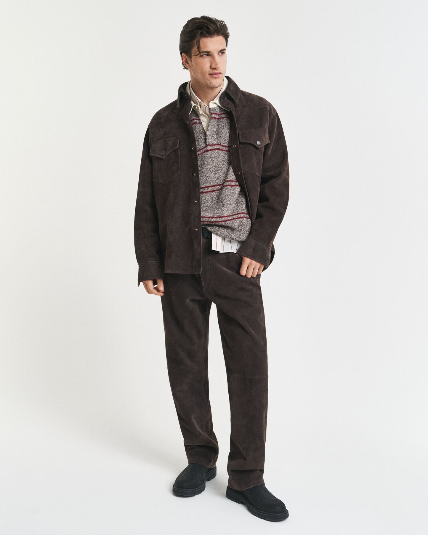 Gestreifter Polopullover aus Wollmischung