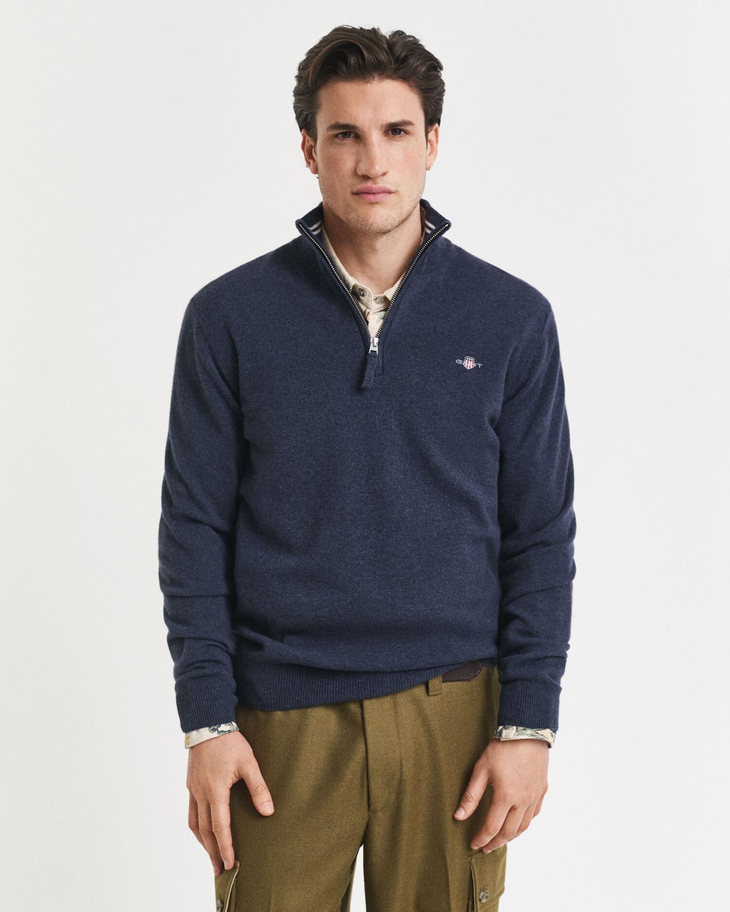 Pull demi-zip en lambswool superfine