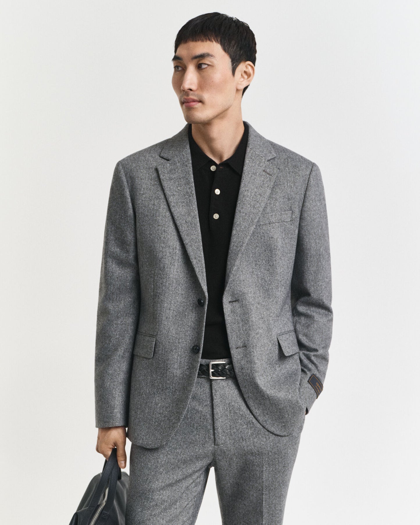 Veste de costume en flanelle à chevrons coupe ajustée