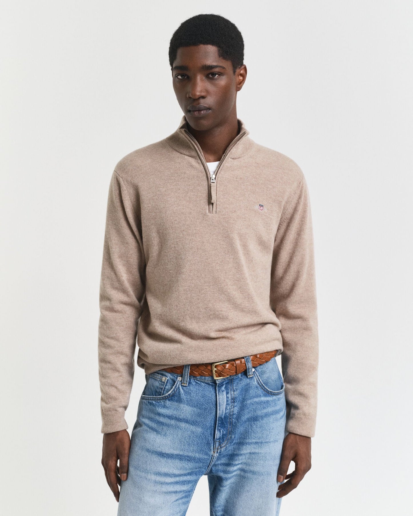 Pull demi-zip en lambswool superfine
