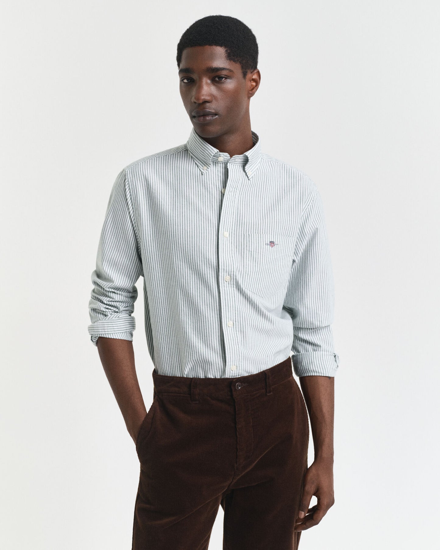 Regular Fit Hemd aus klassischem Oxford-Stoff mit Banker-Streifen