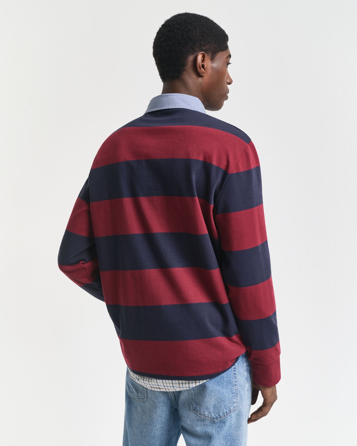 Gestreifter Heavy Rugger mit Chambray-Kragen
