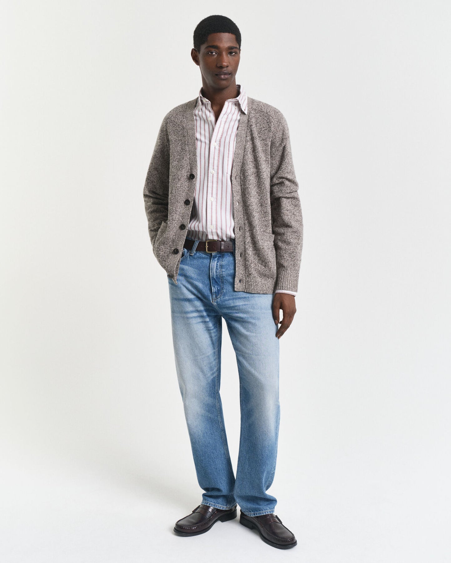 Cardigan mouliné en mélange de laine
